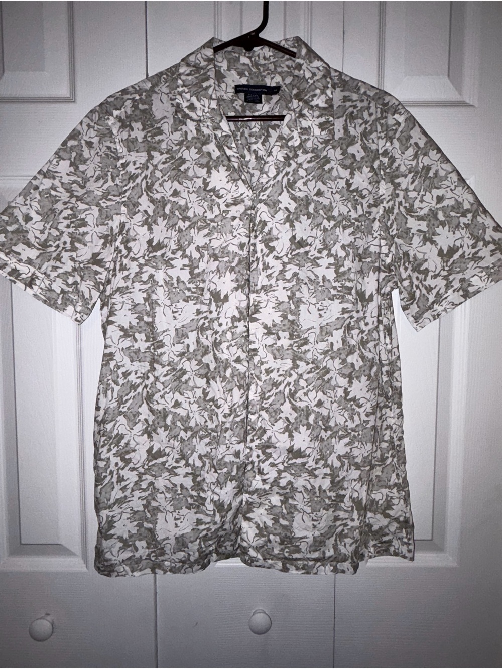French Connection Men’s M Fistral Gray Abstract Print Cotton Shirt